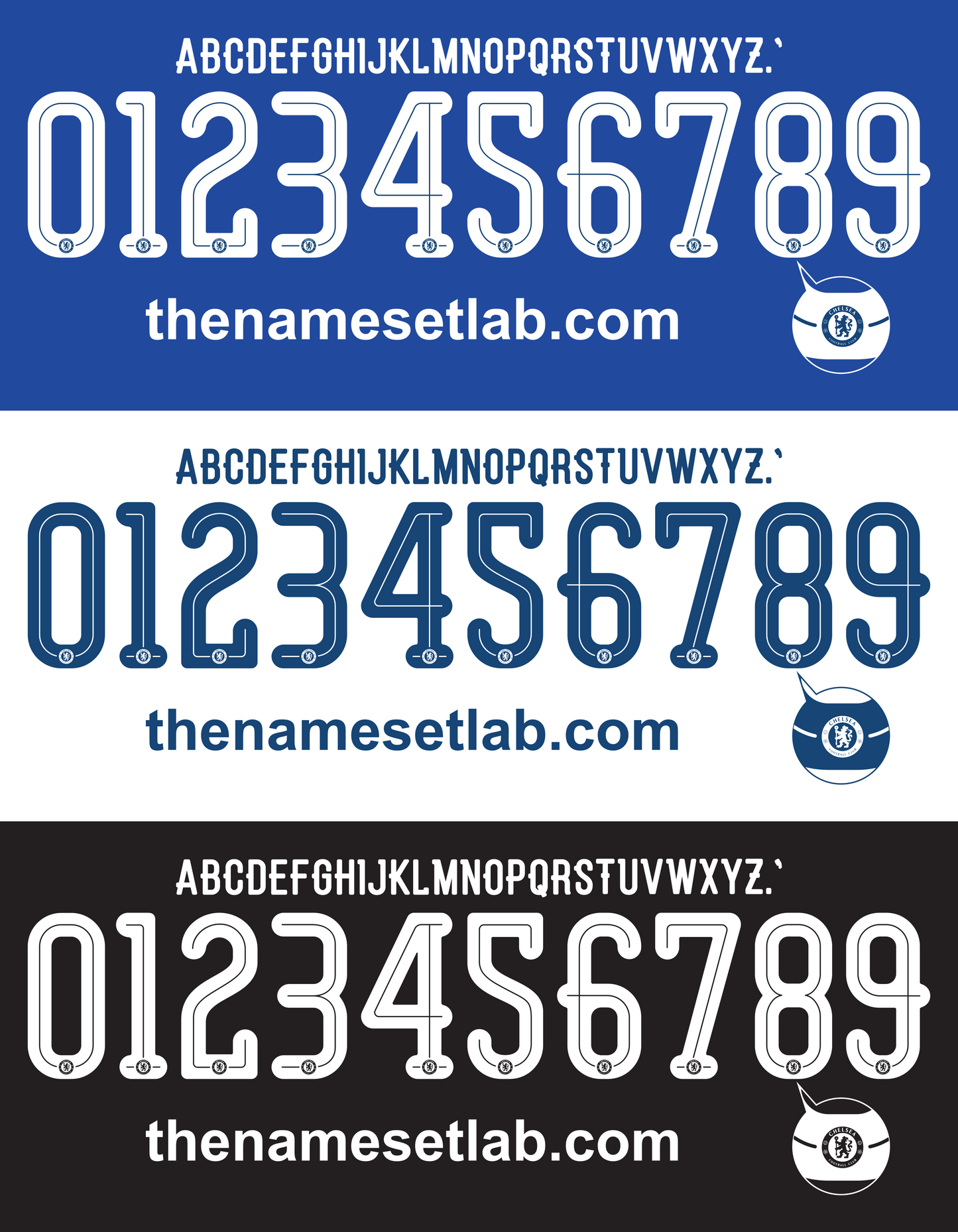 Chelsea 2015-2016 UCL / Cup Font Nameset AI Vector File