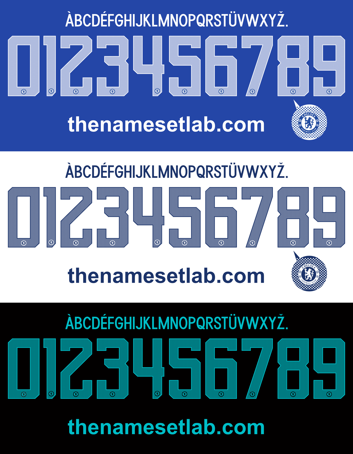 Chelsea 2017-2018 UCL / Cup Font Nameset AI Vector File
