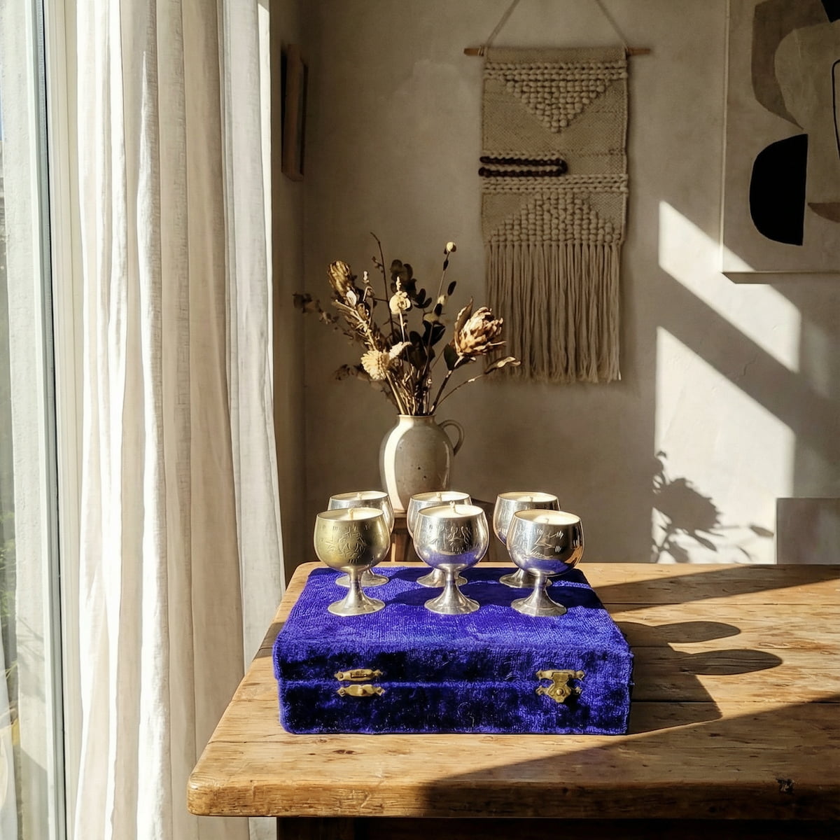 Repurposed Vintage Goblet Candles