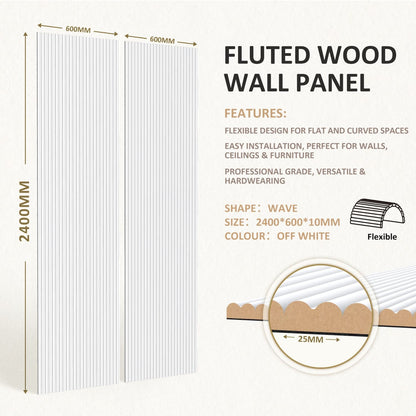 Small Fluted Wall Panels in DIY Primed - Ready To Paint- 240cm x 60cm